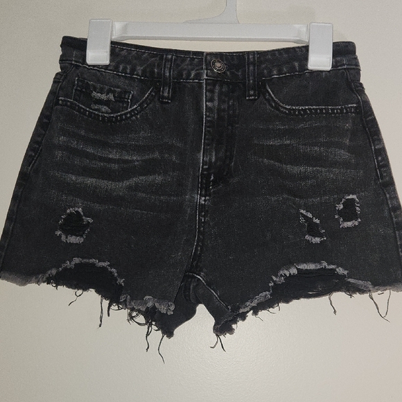 YMI Charcoal Distressed Jean Shorts - Picture 1 of 3
